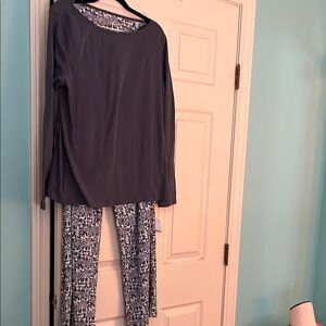Talbots Gray and white Pajama Set